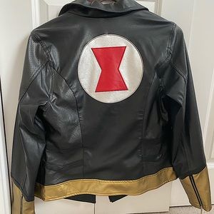 Her universe black widow faux leather jacket